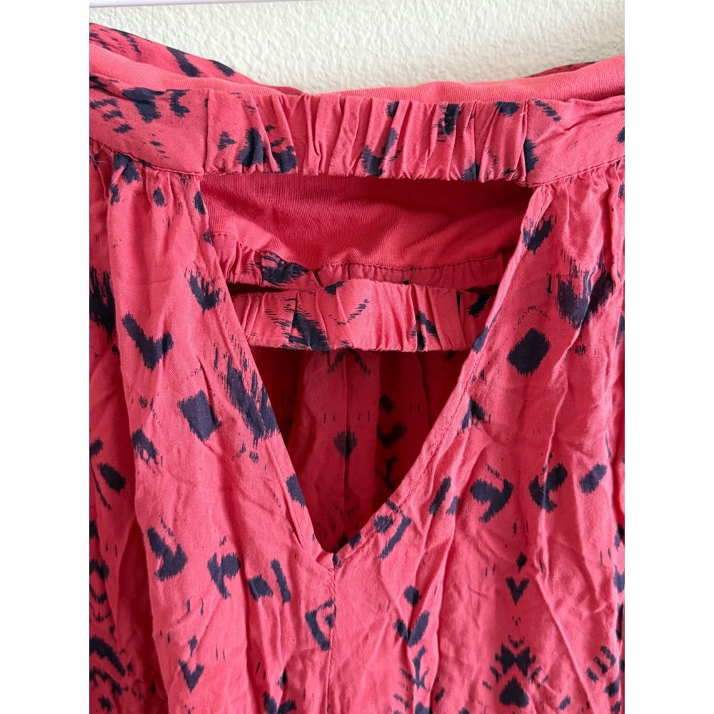 Free‎ People Light Red Ikat Print High Low Strapless Dress Cutout Back Womens M - Picture 4 of 7